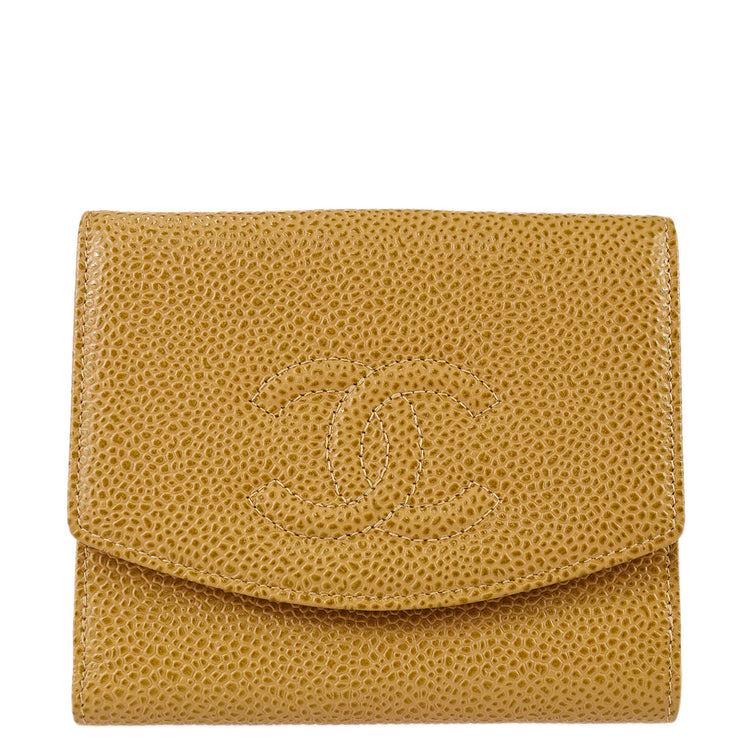 Chanel Bifold Wallet Beige Caviar