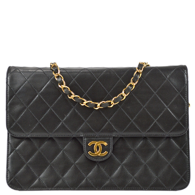 Chanel 1997-1999 Classic Single Flap Medium Shoulder Bag Black