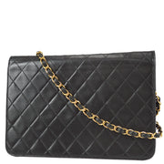 Chanel 1997-1999 Black Lambskin Medium Pushlock Half Flap