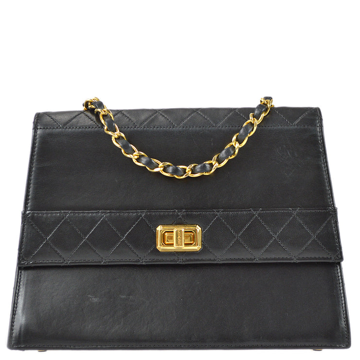 Pre-Owned Chanel Mademoiselle Chocolate Bar Lambskin Black 