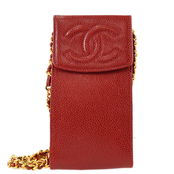 Chanel 1996-1997 Timeless Phone Case Red Caviar