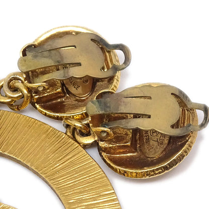 Chanel Hoop Dangle Earrings Clip-On Gold 27