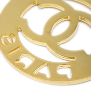 Chanel Dangle Hoop Earrings Clip-On Gold Artificial Pearl