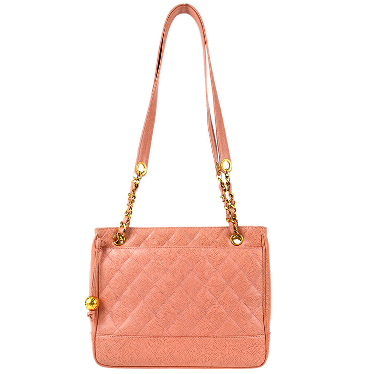Chanel 1991-1994 Quilted Tote Bag 27 Pink Caviar