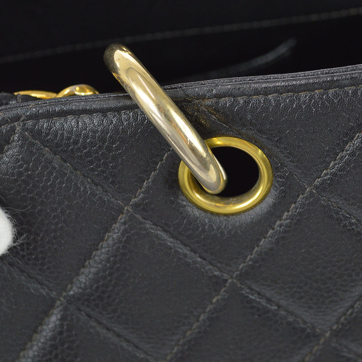 Chanel 1996-1997 Chain Tote Handbag Black Caviar
