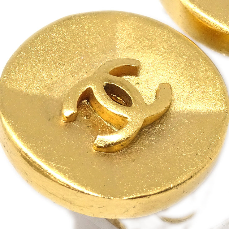 Chanel Button Earrings Gold Clip-On 93A