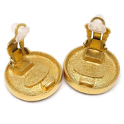 Chanel Button Earrings Gold Clip-On 93A