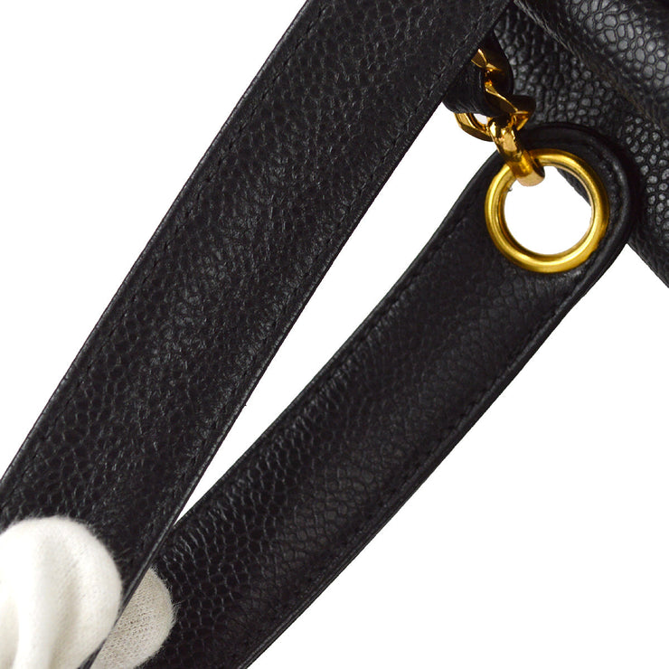 Chanel 1996-1997 Triple CC Chain Shoulder Tote Bag Black Caviar