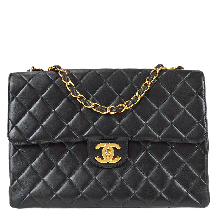Chanel Classic Flap Jumbo Chain Shoulder Bag Black Lambskin – AMORE Vintage  Tokyo