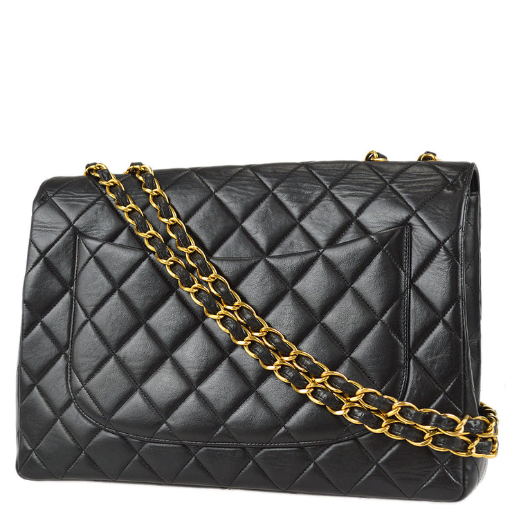 Chanel Classic Flap Jumbo Chain Shoulder Bag Black Lambskin – AMORE Vintage  Tokyo