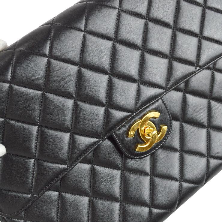 Chanel Grey Leather Medium Classic Double Flap Shoulder Bag Chanel
