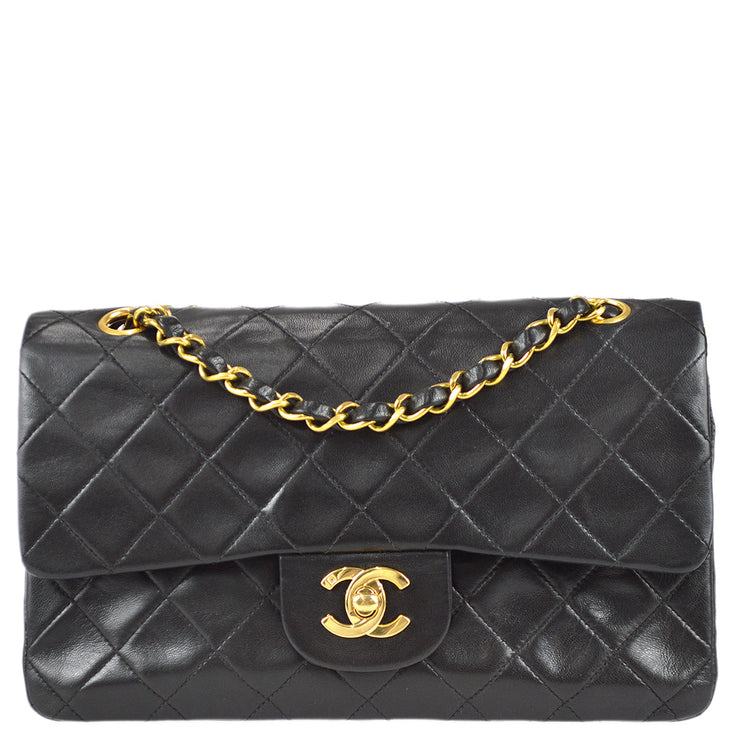 Chanel Vintage Lambskin Coin Purse with Shoulder Chain Black ref