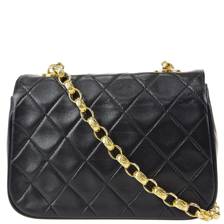 Chanel Vintage Chanel 10 Black Quilted Leather Shoulder Pochette Bag