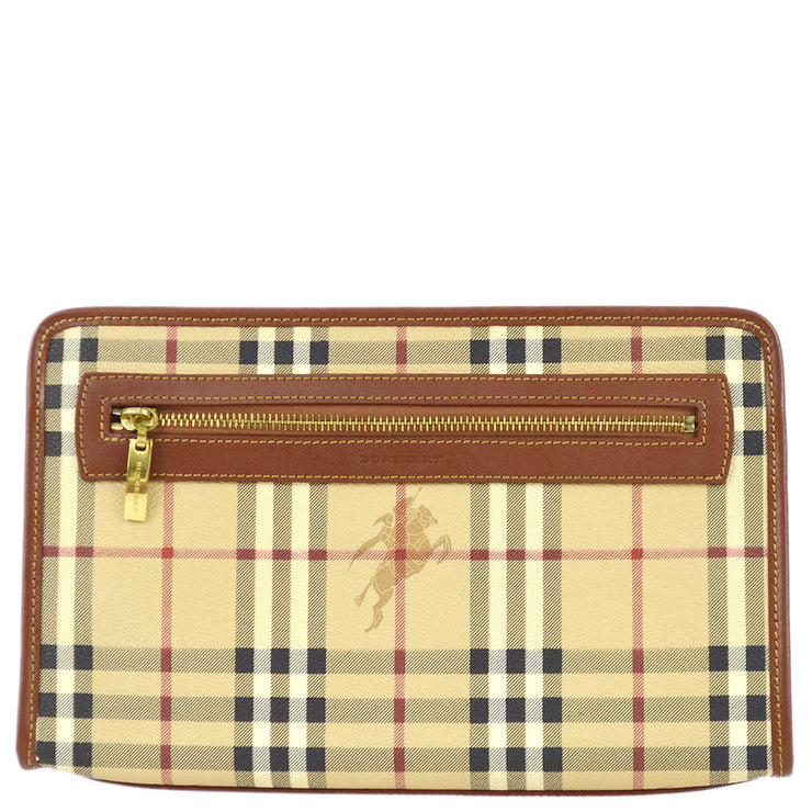 Shop Burberry Vintage Check & Leather Zip-Around Wallet