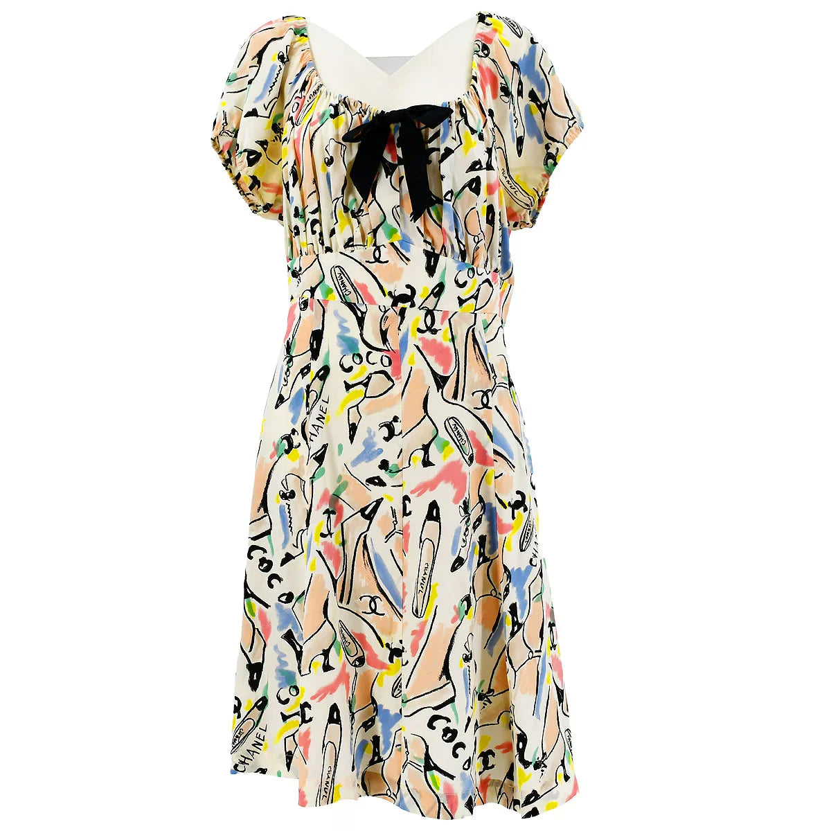 Chanel Shoe Print Silk Dress