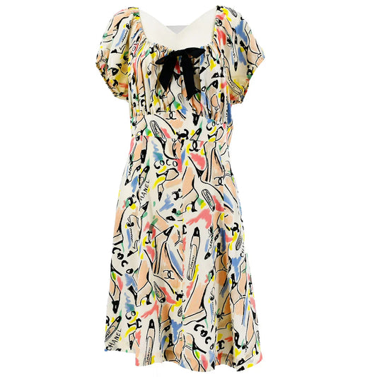 Chanel Shoe Print Silk Dress