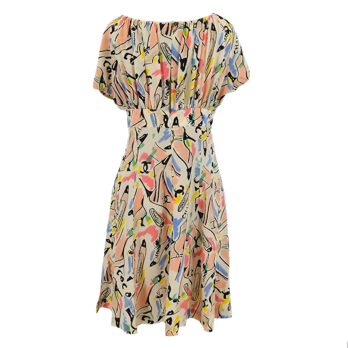 Chanel Shoe Print Silk Dress