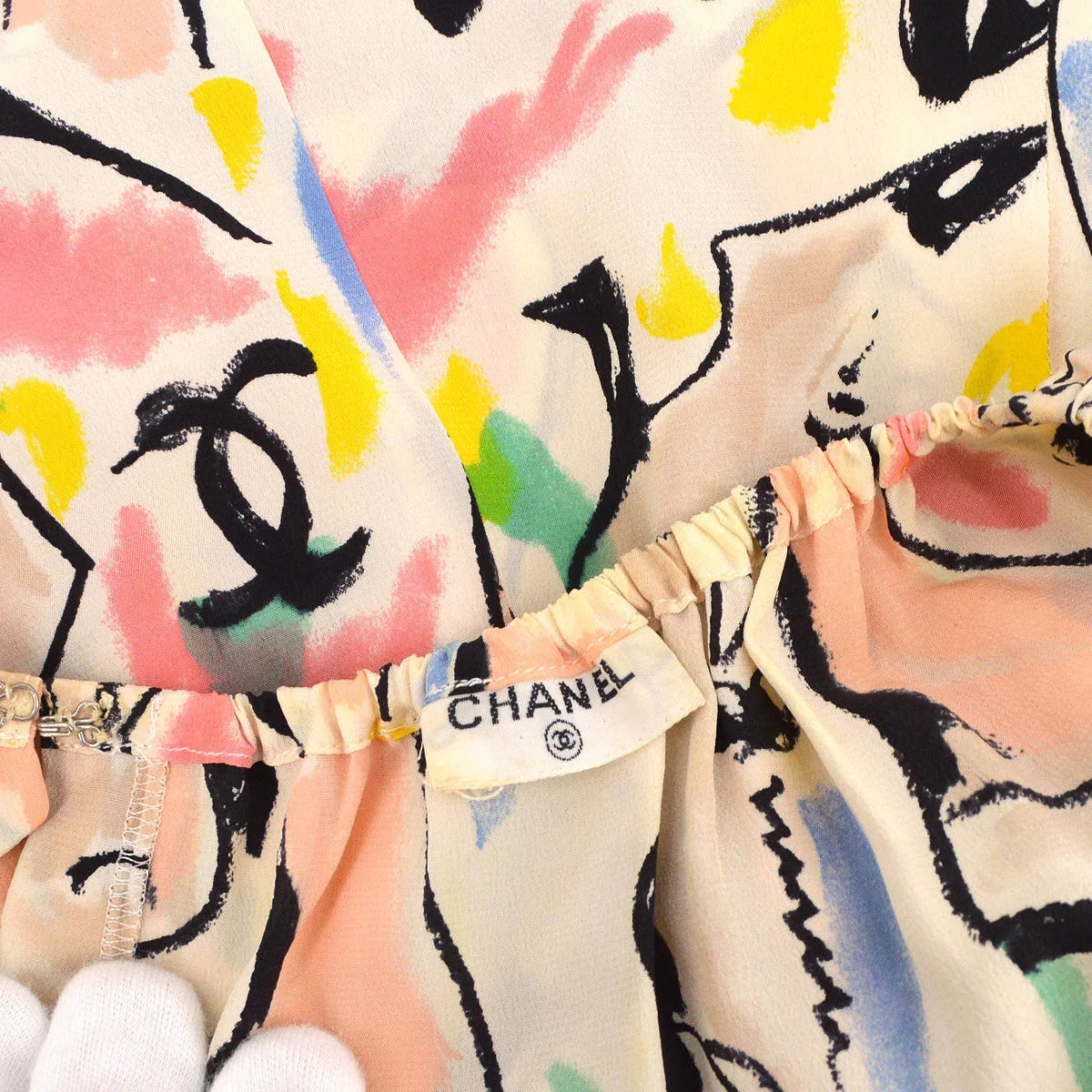 Chanel Shoe Print Silk Dress