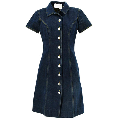 Chanel 1997 CC logo-buttons denim dress