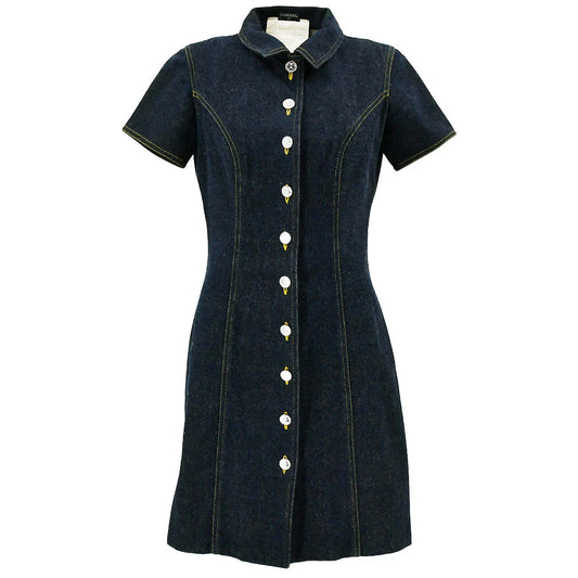 Chanel 1997 button-up denim minidress #36