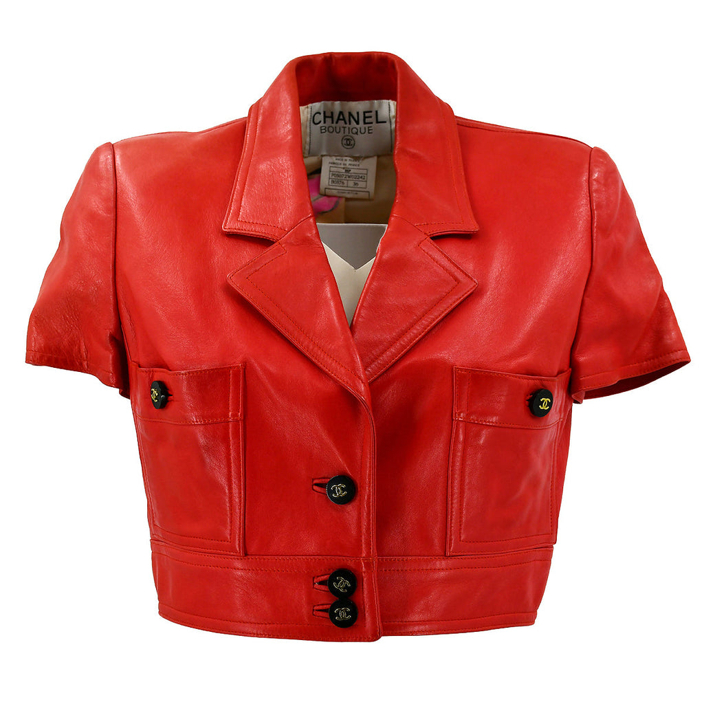 Chanel 1995 spring leather cropped jacket #36