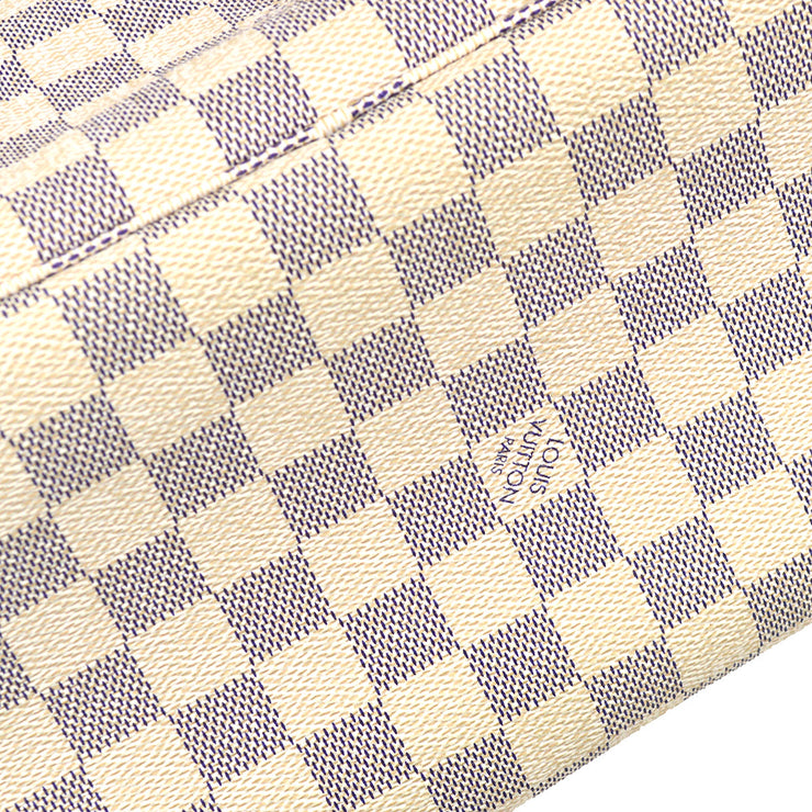 Louis Vuitton Neverfull MM N51107 Damier Azur Canvas Shoulder Tote Bag White
