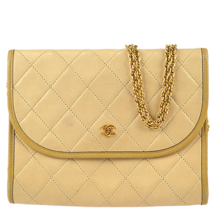 Chanel Chain Around Quilted Lambskin Leather Hobo Bag Beige