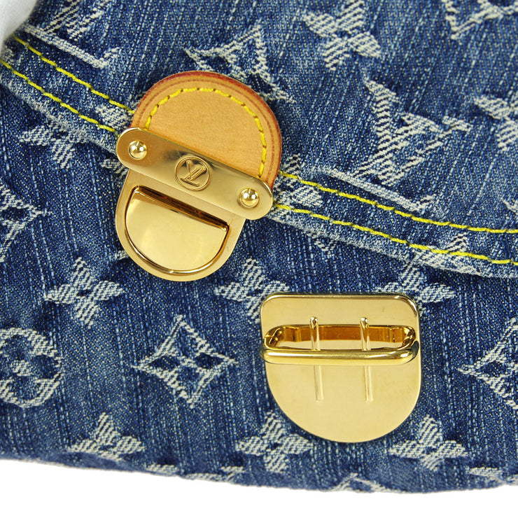 Louis Vuitton Blue Denim Mini Pleaty Monogram Satchel