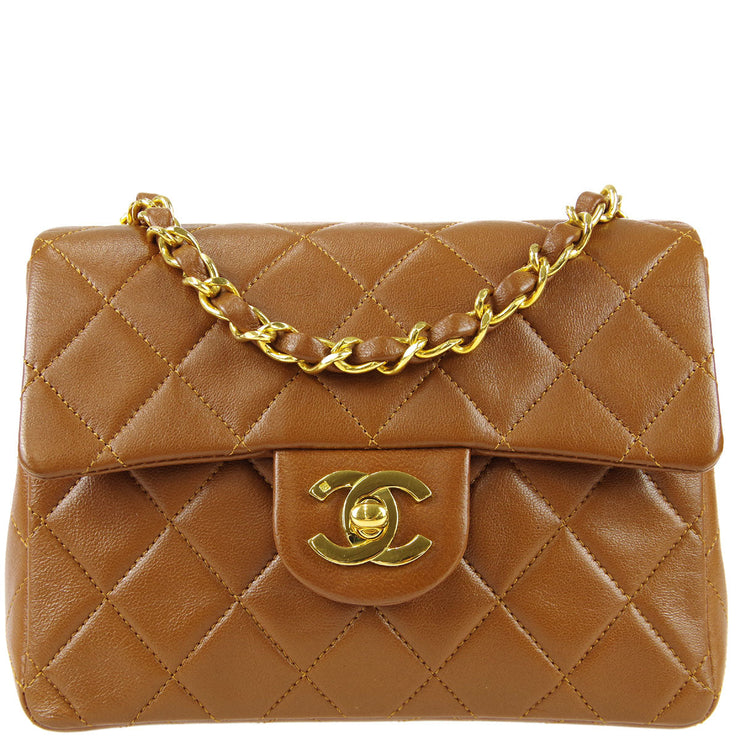 Chanel * Classic Flap Mini Square Chain Shoulder Bag Brown Lambskin – AMORE  Vintage Tokyo
