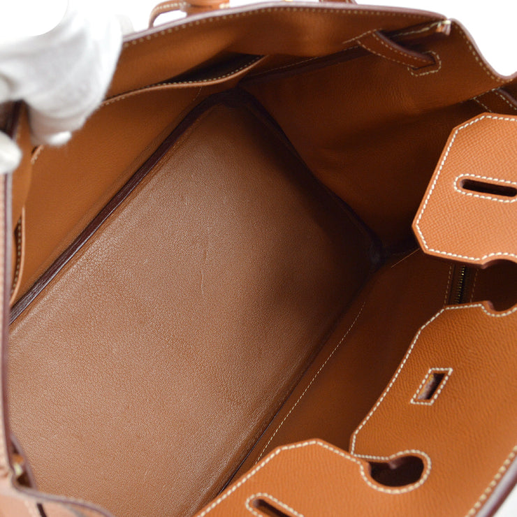 Brown pre-owned Hermes 2007 Birkin 35 Bag in Epsom leather