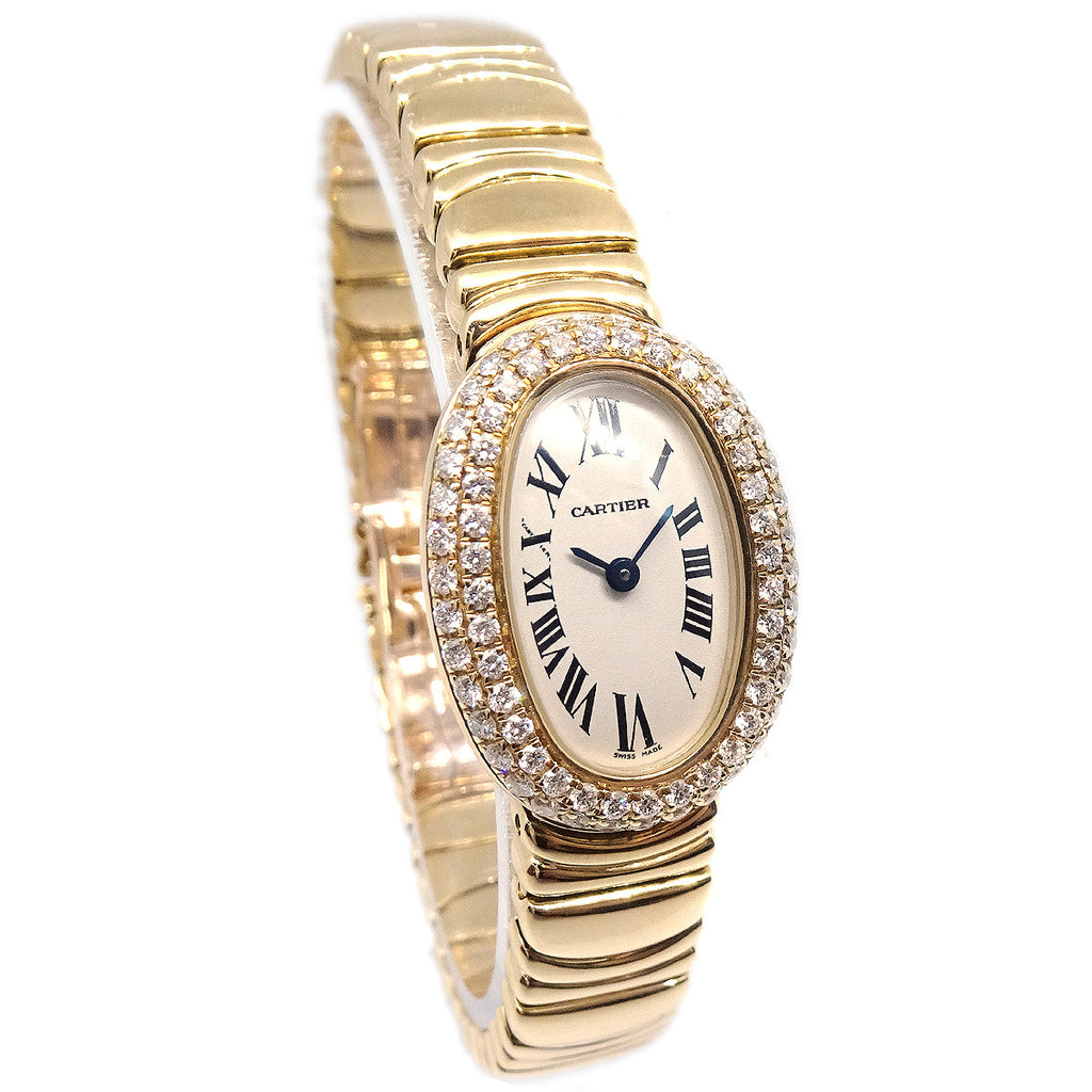 Cartier baignoire hotsell diamond watch