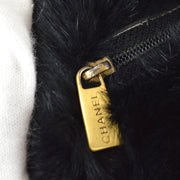 Chanel 2001 Fall CC Logo Muff Black Fur Satchel