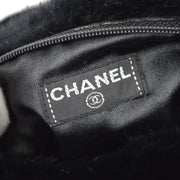 Chanel 2001 Fall CC Logo Muff Black Fur Satchel