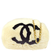 Chanel 2001 Fall CC Logo Muff Black Fur Satchel