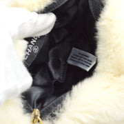 Chanel 2001 Fall CC Logo Muff Black Fur Satchel