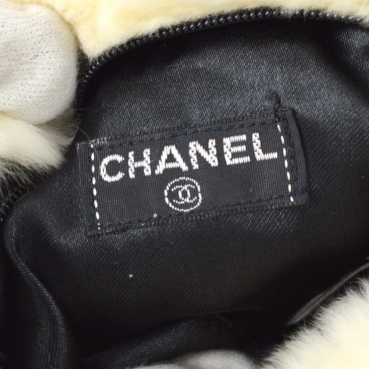 Chanel 2001 Fall CC Logo Muff Black Fur Satchel