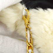 Chanel Hand Warmer Chain Shoulder Bag White Fur