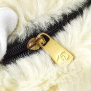 Chanel Hand Warmer Chain Shoulder Bag White Fur