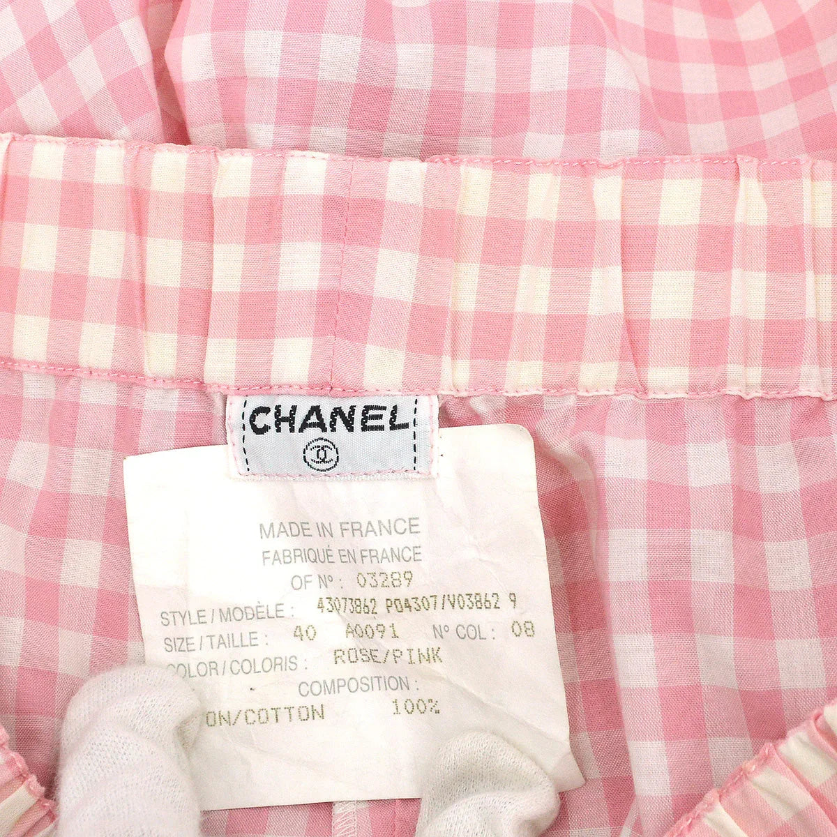 Chanel Gingham Check Short Pants #40