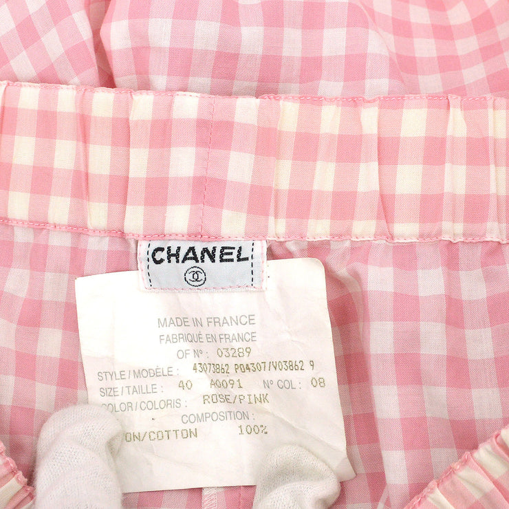 Chanel CC-buttons gingham-check mini shorts #40