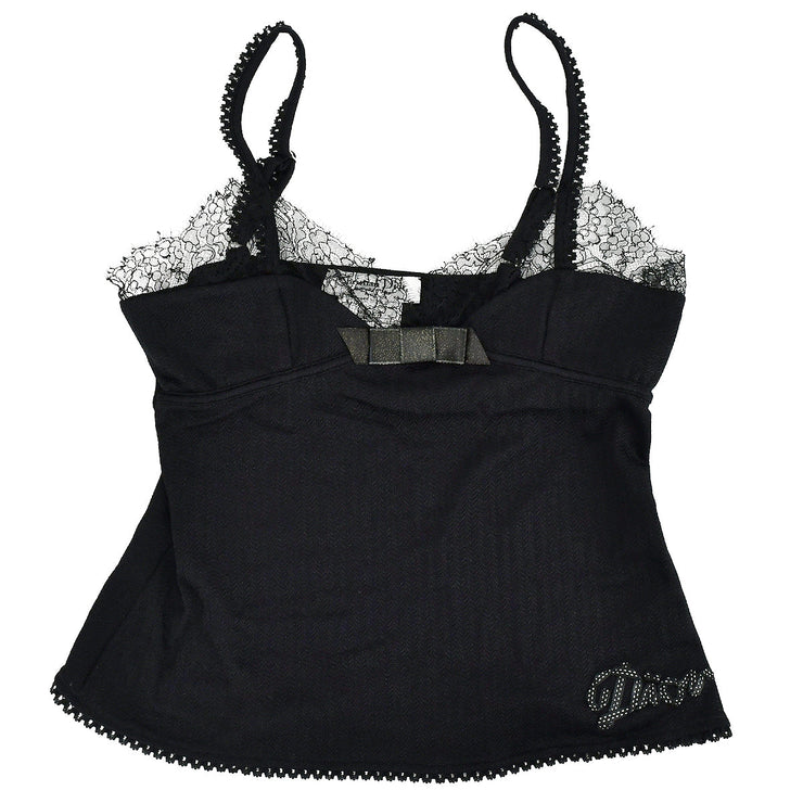Christian Dior 2001 logo-appliqué lace-trim cami top #36