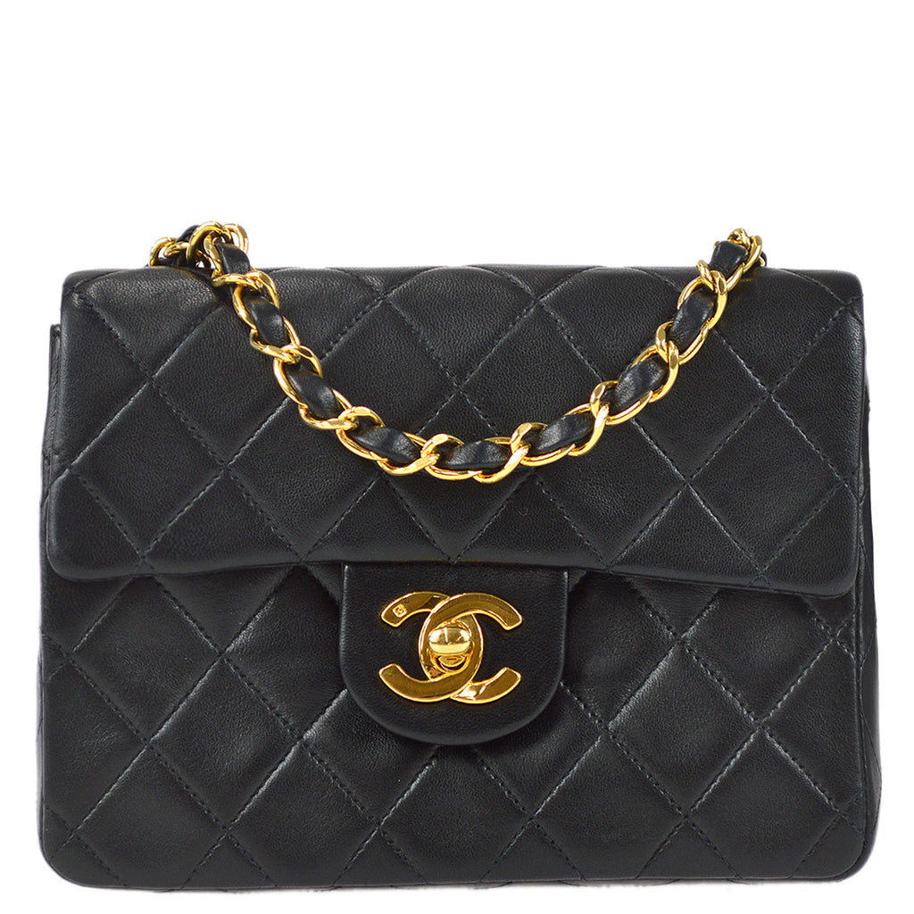 Chanel Classic Flap Mini Square Chain Shoulder Bag Black Lambskin – AMORE  Vintage Tokyo
