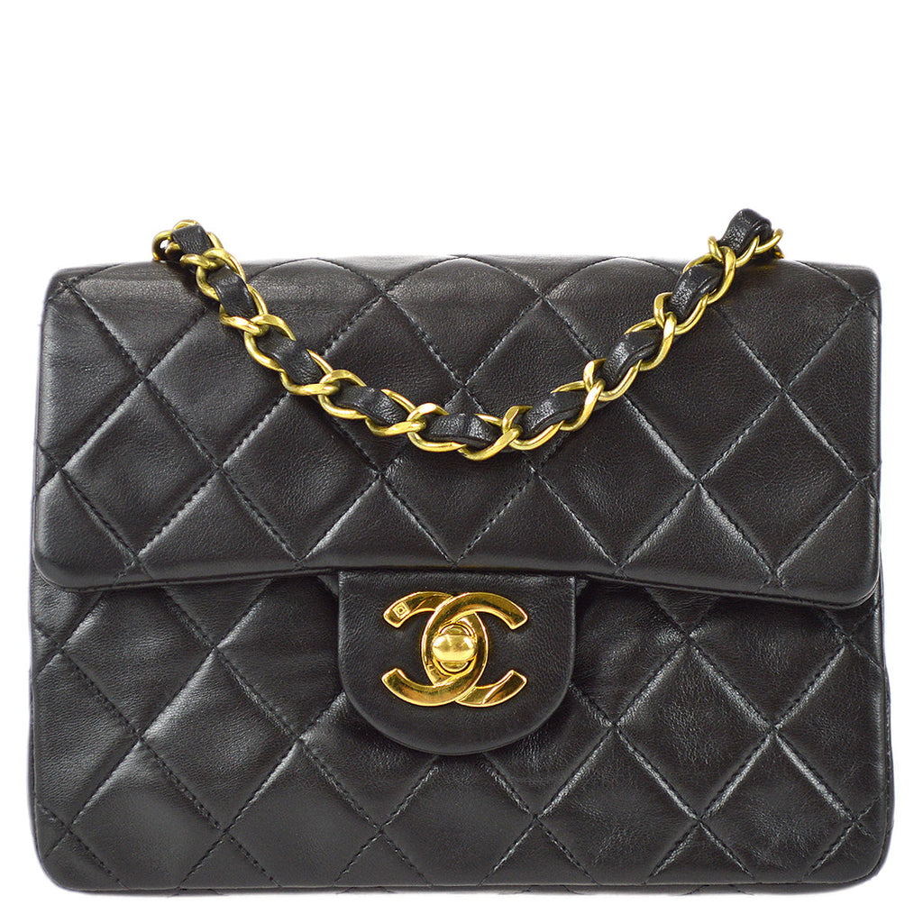 Chanel Vintage Black Quilted Lambskin Mini Square Classic Flap Bag, myGemma