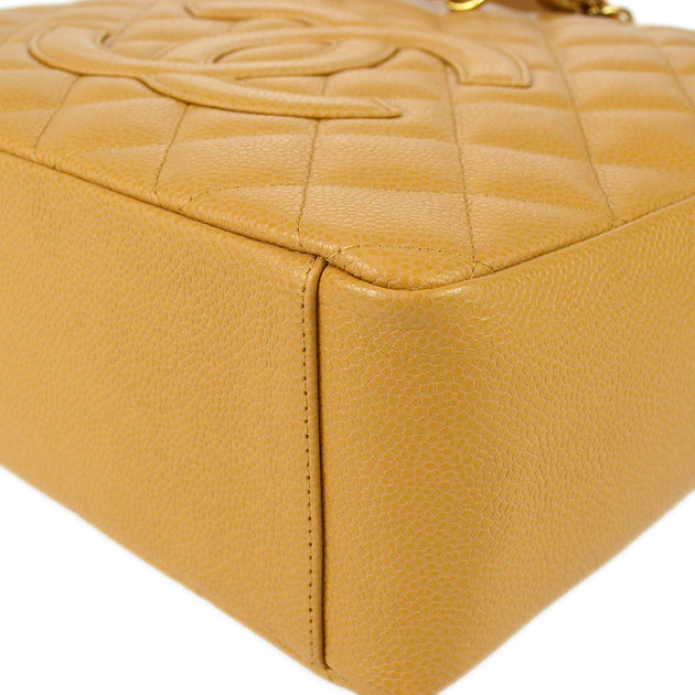 Beige Quilted Caviar Grand Shopping Tote (GST)