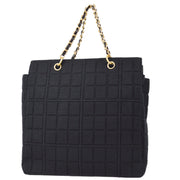 Chanel 2000-2001 Choco Bar Tote Handbag Black Canvas