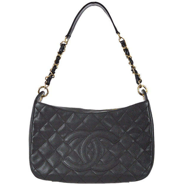 Chanel Rare Vintage 22 Black Quilted Swarovski Charm Shoulder Hobo Tote Bag  For Sale at 1stDibs