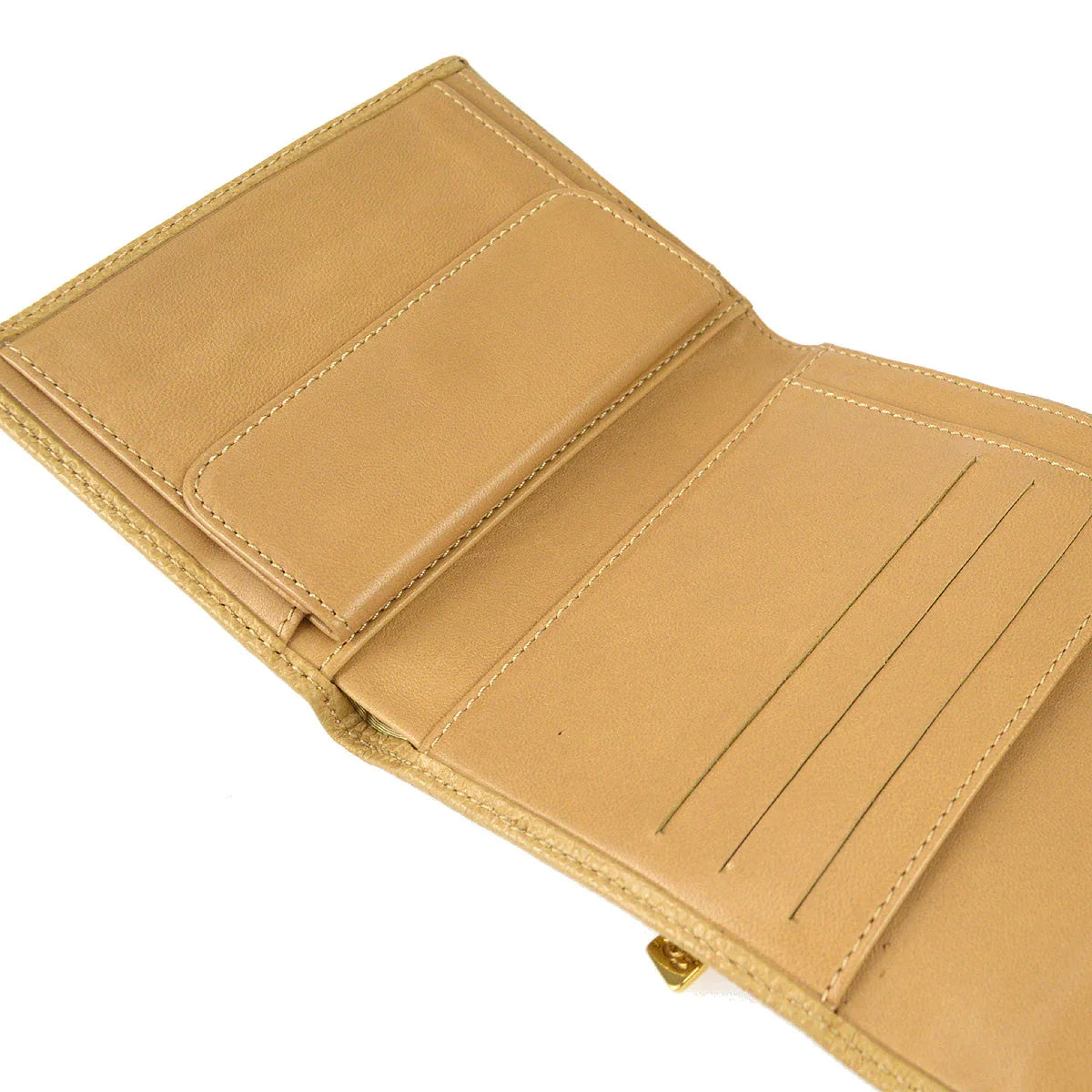 Chanel 2000-2001 Trifold Wallet Beige Caviar