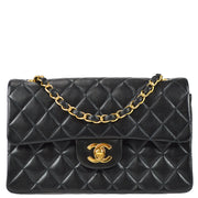Chanel 2001-2003 Classic Double Flap Small Shoulder Bag Black Lambskin