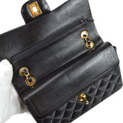 Chanel 2001-2003 Classic Double Flap Small Shoulder Bag Black Lambskin