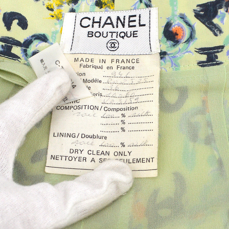 Chanel Spring 1994 floral-print pleated silk shorts #36